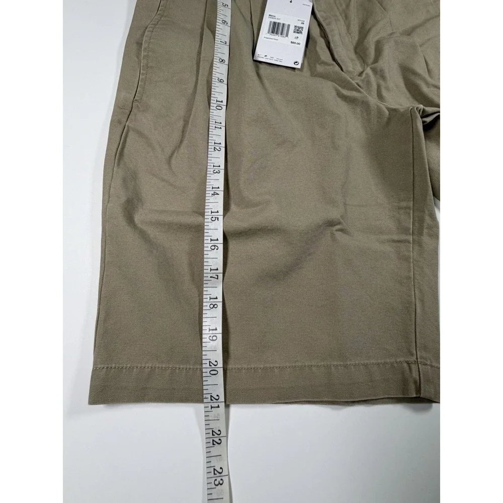 Nike New Men's Size 28 Life Pleated Chino At Knee Shorts Khaki Loose DX0643-247